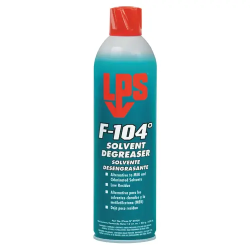 F-104 degree Solvent Degreaser, Ready-to-Use, 15 oz, Aerosol Can, Mild Orange Odor Clear Water-White F-104 degree Solvent Degreaser, Ready-to-Use, 15 oz, Aerosol Can, Mild Orange Odor Clear Water-White