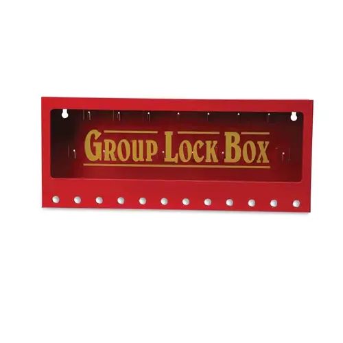 Metal Wall Mounted Group Lockout Box, Red, 12 Max Number of Padlocks, 7 in x 16.75 in Metal Wall Mounted Group Lockout Box, Red, 12 Max Number of Padlocks, 7 in x 16.75 in
