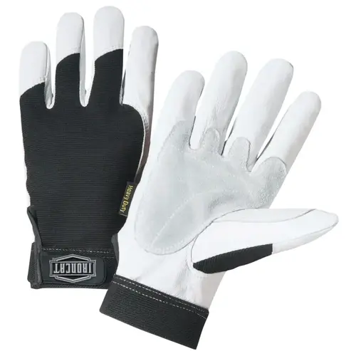 Heavy Duty Goatskin Gloves, X-Large, White; Black, Elastic, Kevlar Pair