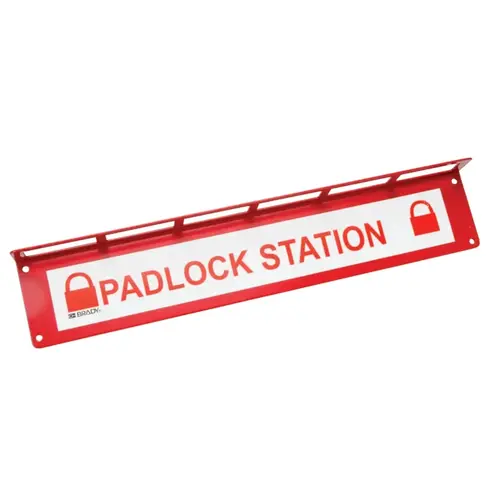 Large Padlock Stations, 16 in W x 1 1/4 in L, White/Red