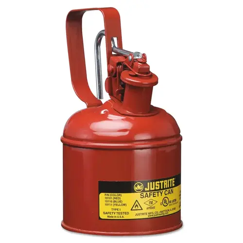 Type l Steel Safety Can, Gas, 1 qt, Red, Includes SS Flame Arrestor/Trigger Handle Type l Steel Safety Can, Gas, 1 qt, Red, Includes SS Flame Arrestor/Trigger Handle