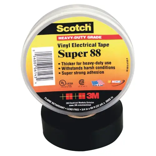 Super 88 Vinyl Electrical Tape, 1-1/2 in x 44 ft, Black Super 88 Vinyl Electrical Tape, 1-1/2 in x 44 ft, Black
