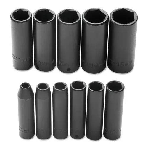 Torqueplus 11 Piece Metric Deep Impact Socket Sets, 1/4 in, 6 Point Torqueplus 11 Piece Metric Deep Impact Socket Sets, 1/4 in, 6 Point