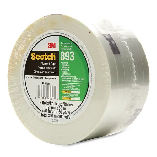 Scotch 893 Industrial Grade Filament Tape, 55 m L, Clear Scotch 893 Industrial Grade Filament Tape, 55 m L, Clear