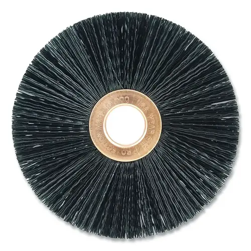 Nylon Wheel Brush, 3 in dia, 0.016 Bristle dia, 1/2 in Arbor, 20000 rpm Black Nylon Wheel Brush, 3 in dia, 0.016 Bristle dia, 1/2 in Arbor, 20000 rpm Black