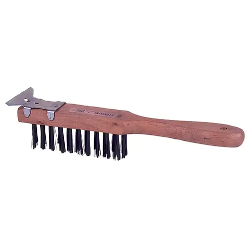 Heavy-Duty Scratch Brush/Scraper 11-1/2 in, 4X11 Rows, Steel Wire Bristle, Straight Wood Heavy-Duty Scratch Brush/Scraper 11-1/2 in, 4X11 Rows, Steel Wire Bristle, Straight Wood