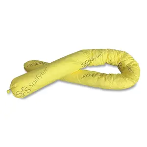 SPILFYTER S2-37 Sorbent Sock, 3 in W x 10 ft L, Hazmat, Yellow