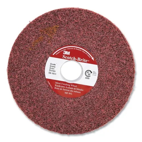 Scotch-Brite Metal Finishing Wheel, 14 in x 1 in x 8 in, 2,550 rpm, Aluminum Oxide, 5A Medium Scotch-Brite Metal Finishing Wheel, 14 in x 1 in x 8 in, 2,550 rpm, Aluminum Oxide, 5A Medium