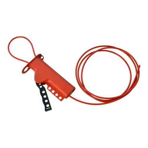 All Purpose Lockouts with Sheathed Metal Cables, 0.281" Dia. Shackle, 8 ft Cable Red All Purpose Lockouts with Sheathed Metal Cables, 0.281" Dia. Shackle, 8 ft Cable Red