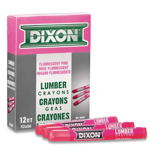 Lumber Crayon, 1/2 dia, 4-1/2 in L, Fluorescent Pink Lumber Crayon, 1/2 dia, 4-1/2 in L, Fluorescent Pink
