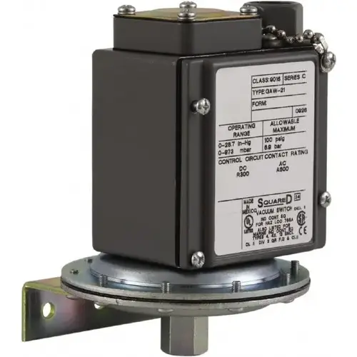 4, 13 and 4X NEMA Rated, DPDT, 28.3 inHg, Electromechanical Pressure and Level Switch