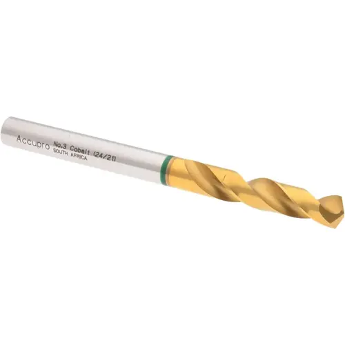 Screw Machine Length Drill Bit: 0.213" Dia, 130 degree, Cobalt TiN Screw Machine Length Drill Bit: 0.213" Dia, 130 degree, Cobalt TiN