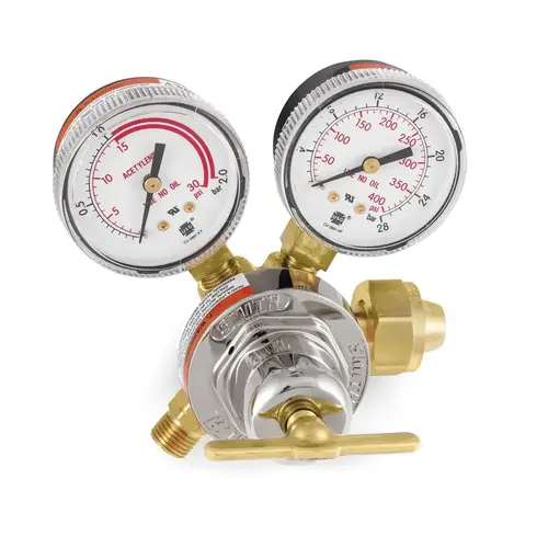 520 CGA Inlet Connection, Female Fitting, 15 Max psi, Acetylene Welding Regulator