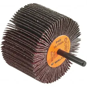 WALTER Surface Technologies 15F904 Mounted Flap Wheel: 3" Dia, 2" Face Width, 40 Grit, Aluminum Oxide