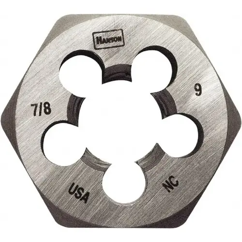 Hex Rethreading Die: 7/8-9, Right Hand, Carbon Steel Hex Rethreading Die: 7/8-9, Right Hand, Carbon Steel