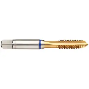 Guhring 60639648 Spiral Point Tap: M5x0.8 Metric, 3 Flutes, Plug Chamfer, 6H Class of Fit, High-Speed Steel-E-PM, TiN Coated
