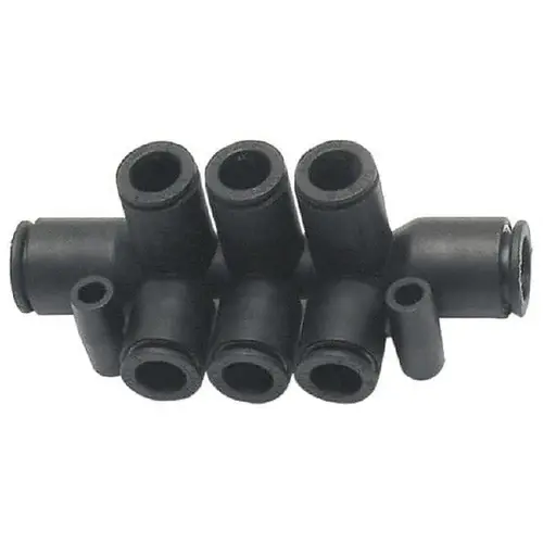 Push-To-Connect Push On Tube Fitting: Double Multiple Tee with Mounting Holes, Tee 3/8 x 1/4" OD Push-To-Connect Push On Tube Fitting: Double Multiple Tee with Mounting Holes, Tee 3/8 x 1/4" OD