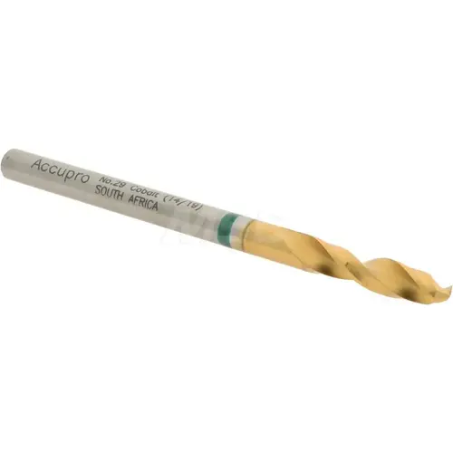 Screw Machine Length Drill Bit: 0.136" Dia, 130 degree, Cobalt TiN Screw Machine Length Drill Bit: 0.136" Dia, 130 degree, Cobalt TiN