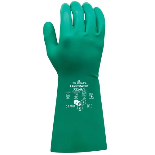 Chemical Resistant Gloves; Glove Type: Type A Chemical Resistant Gloves ; Material: Nitrile ; Size: Large ; Numeric Size: 9 ; Coating Material: Nitrile ; Lining Material: Flocked