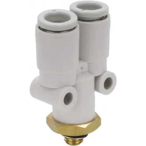 Push-to-Connect Tube Fitting: Y-Connector, M5 x 0.8 Thread Push-to-Connect Tube Fitting: Y-Connector, M5 x 0.8 Thread