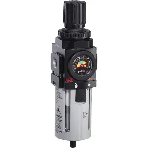 FRL Combination Unit: 3/8 NPT, Standard, 1 Pc Filter/Regulator with Pressure Gauge FRL Combination Unit: 3/8 NPT, Standard, 1 Pc Filter/Regulator with Pressure Gauge