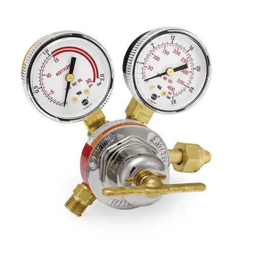 200 CGA Inlet Connection, Female Fitting, 15 Max psi, Acetylene Welding Regulator