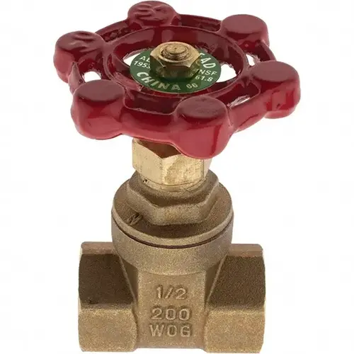 Gate Valve: Gate, 1/2" Pipe, FNPT x FNPT, Bronze