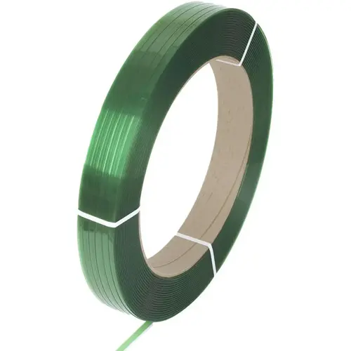Polyester Strapping: 1/2" Wide, 3,250 ft Long, 0.028" Thick, Oscillated Coil