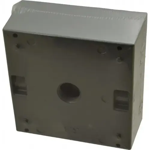Electrical Outlet Box: Aluminum, Square, 4-9/16" OAH, 4-5/8" OAW, 2-1/16" OAD, 2 Gangs Electrical Outlet Box: Aluminum, Square, 4-9/16" OAH, 4-5/8" OAW, 2-1/16" OAD, 2 Gangs