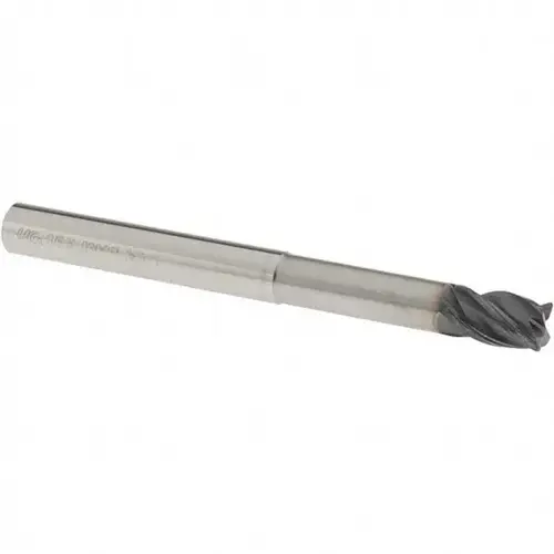 Corner Radius End Mill: 3/8" Dia, 1/2" LOC, 0.03" Radius, 4 Flutes, Solid Carbide TiAlN