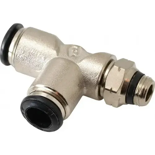Push-To-Connect Tube to Universal Thread Tube Fitting: Swivel Run Tee, 1/8" Thread Push-To-Connect Tube to Universal Thread Tube Fitting: Swivel Run Tee, 1/8" Thread