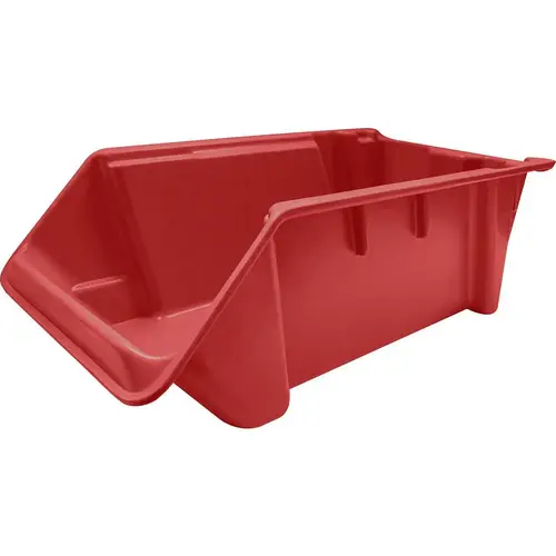 Bins; Bin Style: Hopper Front ; Shape: Rectangle ; Load Capacity (Lb. - 3 Decimals): 100.000 ; Color: Red ; Stacking: Yes ; Hanging: No