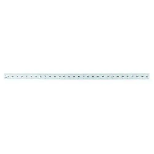 Steel Rule: 12" OAL, English & Metric Graduation, Flexible, 1/2" OAW Satin Chrome-Plated