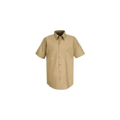Work Shirt: General Purpose, 3X-Large, Cotton, Khaki, 2 Pockets