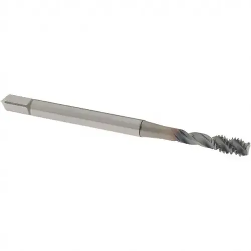 Spiral Flute Tap: #8-32 UNC, 3 Flutes, Bottoming, 3B Class of Fit, Powdered Metal, V Coated Spiral Flute Tap: #8-32 UNC, 3 Flutes, Bottoming, 3B Class of Fit, Powdered Metal, V Coated