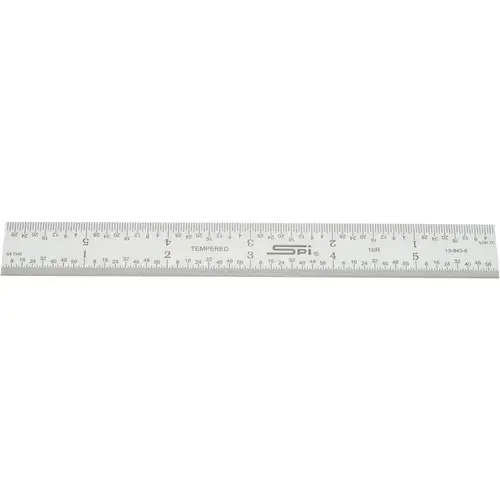 Steel Rule: 6" OAL, 16R Graduation, Rigid, 3/4" OAW Satin Chrome-Plated Steel Rule: 6" OAL, 16R Graduation, Rigid, 3/4" OAW Satin Chrome-Plated