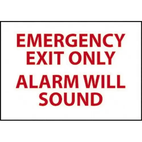 Emergency Exit Only Alarm Will Sound, Pressure Sensitive Vinyl Exit Sign Emergency Exit Only Alarm Will Sound, Pressure Sensitive Vinyl Exit Sign