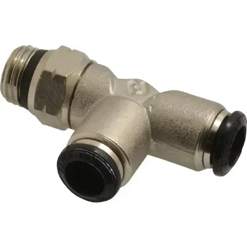 Push-To-Connect Tube to Universal Thread Tube Fitting: Swivel Run Tee, 1/4" Thread