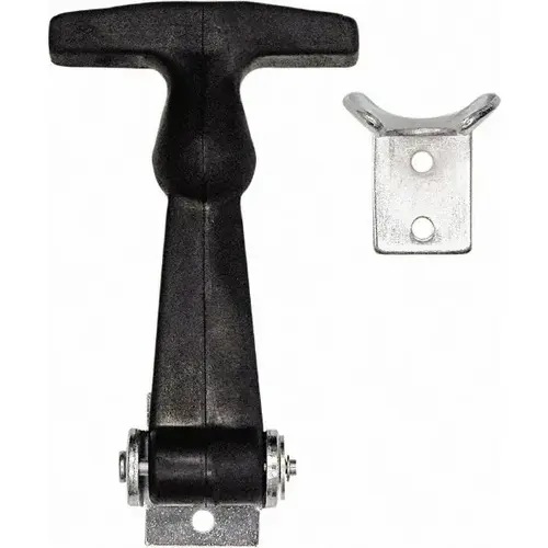 Hood Door Latch: 4-7/8" OAL, 3.27" OAW, 1-1/2" OAH, Rubber, Plain Finish