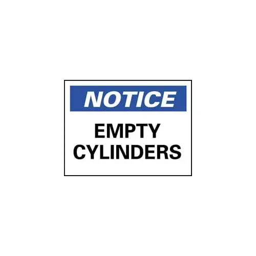 Accident Prevention Sign: Rectangle, "Notice, EMPTY CYLINDERS" Accident Prevention Sign: Rectangle, "Notice, EMPTY CYLINDERS"
