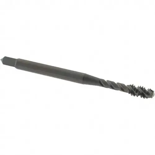 Spiral Flute Tap: #6-32 UNC, 3 Flutes, Modified Bottoming, Vanadium High Speed Steel, Oxide Coated Spiral Flute Tap: #6-32 UNC, 3 Flutes, Modified Bottoming, Vanadium High Speed Steel, Oxide Coated