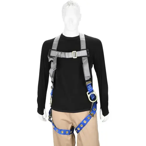Fall Protection Harnesses: 350 Lb, Back and Side D-Rings Style, Size X-Large, Polyester Fall Protection Harnesses: 350 Lb, Back and Side D-Rings Style, Size X-Large, Polyester