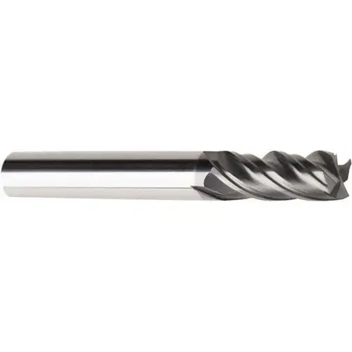 Square End Mill: 1/4" Dia, 4 Flutes, 1" LOC, Solid Carbide AlCrN