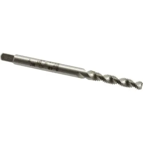#3-48 UNC, 2 Flute, Bottoming Chamfer, Bright Finish, High Speed Steel Spiral Flute STI Tap #3-48 UNC, 2 Flute, Bottoming Chamfer, Bright Finish, High Speed Steel Spiral Flute STI Tap