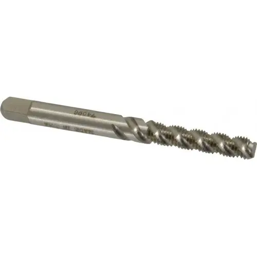 #8-36 UNF, 3 Flute, Bottoming Chamfer, Bright Finish, High Speed Steel Spiral Flute STI Tap #8-36 UNF, 3 Flute, Bottoming Chamfer, Bright Finish, High Speed Steel Spiral Flute STI Tap