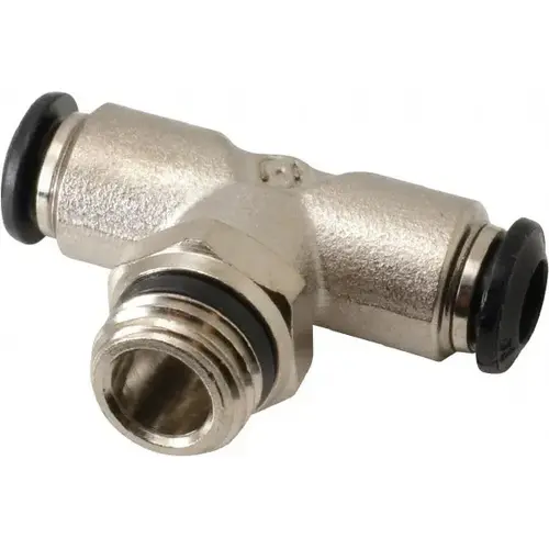 Push-To-Connect Tube to Universal Thread Tube Fitting: Swivel Branch Tee, 1/4" Thread Push-To-Connect Tube to Universal Thread Tube Fitting: Swivel Branch Tee, 1/4" Thread