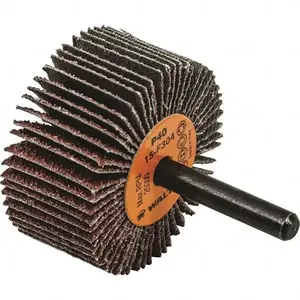 WALTER Surface Technologies 15F304 Mounted Flap Wheel: 2" Dia, 1" Face Width, 40 Grit, Aluminum Oxide