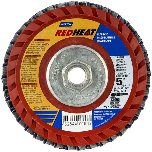 Flap Disc: 5/8-11 Hole, 40 Grit, Ceramic Alumina, Type 27 - pack of 5 Flap Disc: 5/8-11 Hole, 40 Grit, Ceramic Alumina, Type 27 - pack of 5