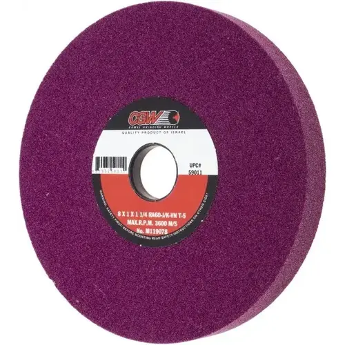 Surface Grinding Wheel: 8" Dia, 1" Thick, 1-1/4" Hole, 60 Grit, J Hardness