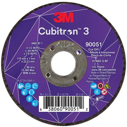 Cutoff Wheels; Wheel Diameter (Inch): 4-1/2 ; Wheel Thickness (Decimal Inch): 0.0400 ; Hole Size (Inch): 7/8 ; Abrasive Material: Ceramic ; Reinforced: Reinforced ; Grit: 60+ - pack of 25 Cutoff Wheels; Wheel Diameter (Inch): 4-1/2 ; Wheel Thickness (Decimal Inch): 0.0400 ; Hole Size (Inch): 7/8 ; Abrasive Material: Ceramic ; Reinforced: Reinforced ; Grit: 60+ - pack of 25